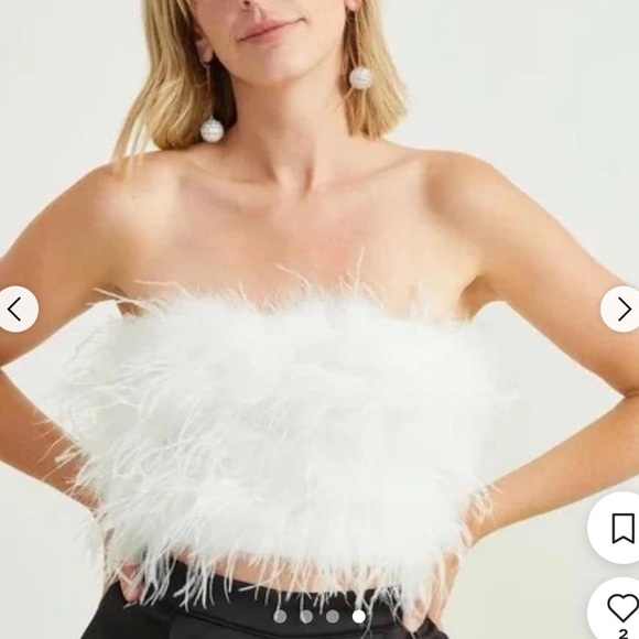 Finesse Tops - Elegant 🤍 White Feather Strapless Bandeau Top – Size XSmall 🤍